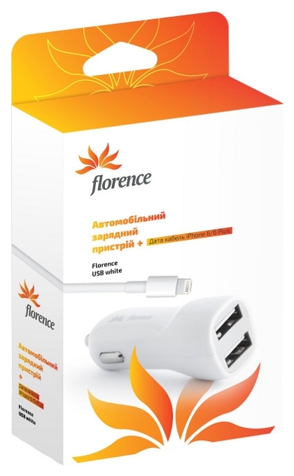 АЗУ Florence USB + cable iPhone 6/6 Plus